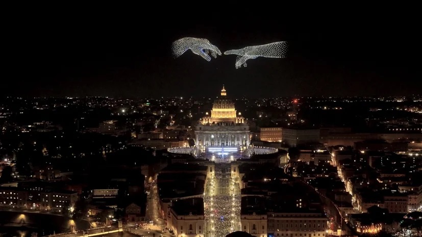 light show of drones